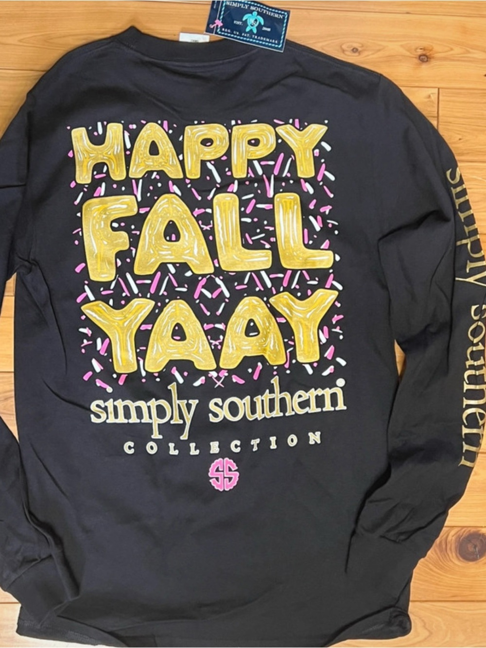 Simply Southern Black Sweatshirt with Gold Logo